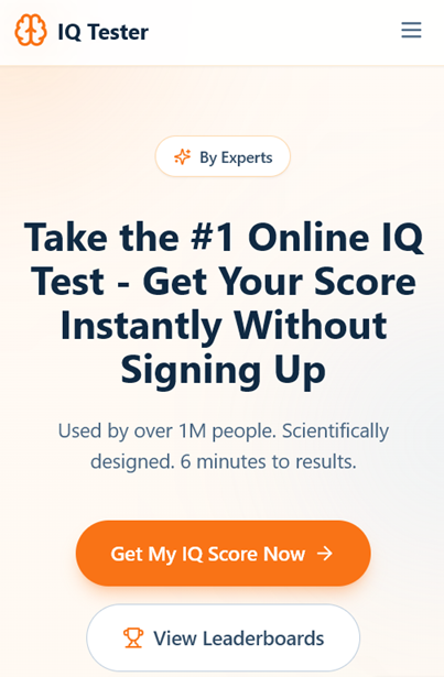 IQ Tester start screen